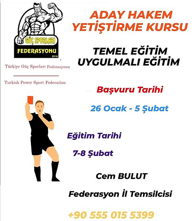 GÜÇ SPORLARI FEDERASYONUNDAN HAKEMLİK KURSU